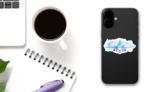 Watercolor Airplane Art Sticker on a Phone (New) example