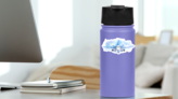 Watercolor Airplane Art Sticker on a Water Bottle (New) example