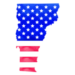 Watercolor American Flag Illustration Of Vermont Sticker