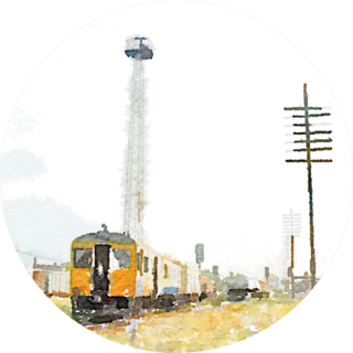 Watercolor Art Painted Of Old Train On Railway Sticker