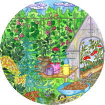 Watercolor Art Painting Of Vintage Garden Sticker