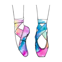 Watercolor Ballet Dance Shoes Sticker