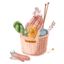 Watercolor Basket For Knitting Sticker