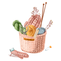 Watercolor Basket For Knitting Sticker