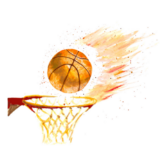 Watercolor Basketball Ball Thrown In A Basket Sticker