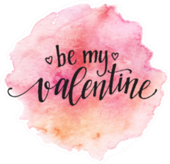 Watercolor Be My Valentine In Pink Circle Sticker