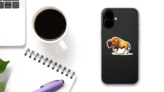 Watercolor Bison Buffalo Sticker on a Phone (New) example