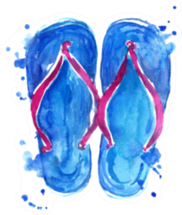 Watercolor Blue Flip Flop Sticker
