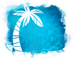 Watercolor Blue Grunge Palm Tree Sticker