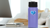 Watercolor Blue Heart With Light And Shade Sticker on a Water Bottle (New) example