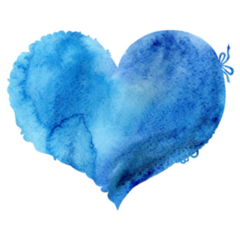 Watercolor Blue Heart With Light And Shade Sticker