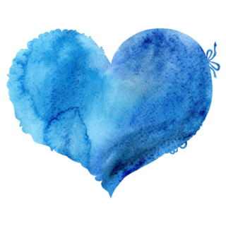 Watercolor Blue Heart With Light And Shade Sticker