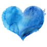 Watercolor Blue Heart With Light And Shade Sticker
