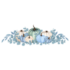 Watercolor Blue Pumpkin Composition Sticker