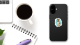 Watercolor Blue Shepherd Sticker on a Phone (New) example