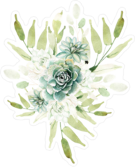 Watercolor Bouquet With Cacti And Succulents Sticker