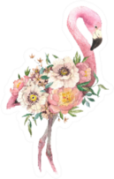 Watercolor Bouquet With Tropical Flamingo Sticker