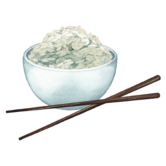 Watercolor Bowl Of White Rice With Chopsticks Chinese Food Sticker