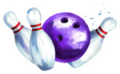 Watercolor Bowling Ball With Pins Sticker