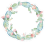 Watercolor Cactus Flowers Circle Border Sticker