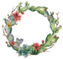 Watercolor Cactus Wreath With Flowers Sticker