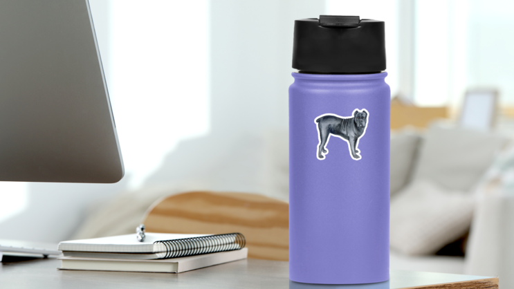 Watercolor Cane Corso Sticker on a Water Bottle (New) example