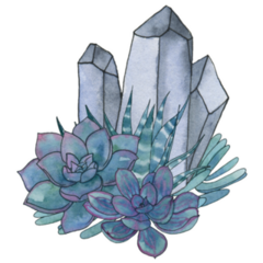 Watercolor Celestial Succulent Crystals Sticker