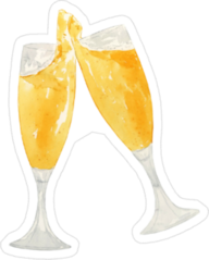 Watercolor Champagne Glasses Sticker