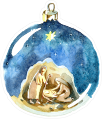 Watercolor Christian Christmas Ornament Sticker