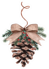 Watercolor Christmas Pine Cone Sticker