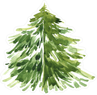 Watercolor Christmas Tree Sticker