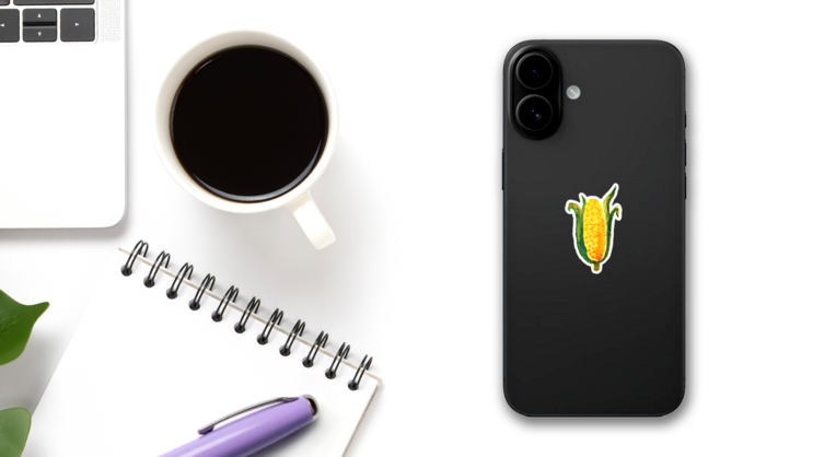 Watercolor Corn On The Cob Autumn Thanksgiving Sticker on a Phone (New) example