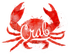 Watercolor Crab With Lettering On Crumpled Paper Sticker