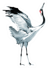 Watercolor Crane Sticker