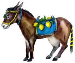 Watercolor Cute Donkey Carrying Lemons Sticker