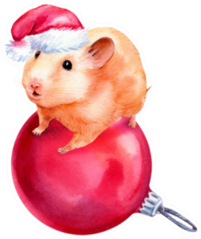 Watercolor Cute Hamster With Christmas Ball Sticker