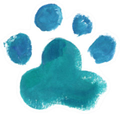 Watercolor Dogs Paw Illustration Blue Sticker