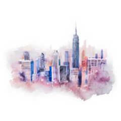Watercolor Drawing Cityscape New York Sticker