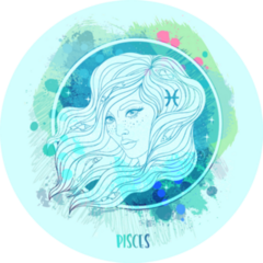 Watercolor Drawing Of Pisces Astrological Paining Sticker