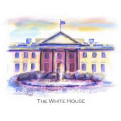 Watercolor Drawing Of The White House Washington DC Sticker