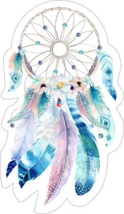 Watercolor Dream Catcher and Feathers Sticker