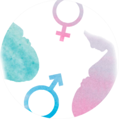 Watercolor Elements With Pink And Blue pregnant Silhouette Sticker