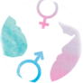 Watercolor Elements With Pink And Blue pregnant Silhouette Sticker