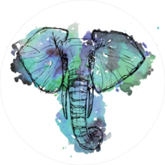Watercolor Elephant Face Sticker