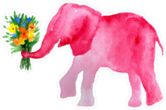 Watercolor Elephant With Flowers Sticker
