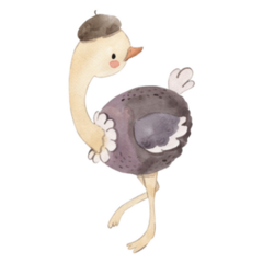 Watercolor Emu Ostrich Cute Sticker