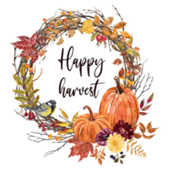 Watercolor Fall Happy Harvest Floral Wreath Sticker