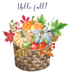 Watercolor Fall Harvest Illustration Hello Fall! Sticker