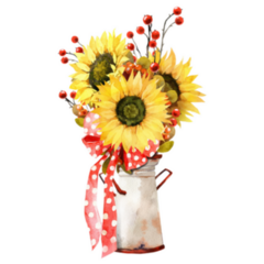 Watercolor Fall Sunflower Bouquet Rustic Sticker