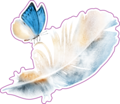 Watercolor Feather With Butterfly Sticker